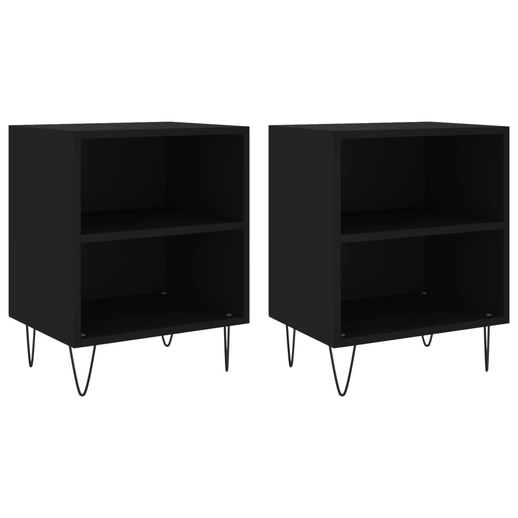 Tables de chevet 2 pcs. Noir 40x30x50 cm en bois