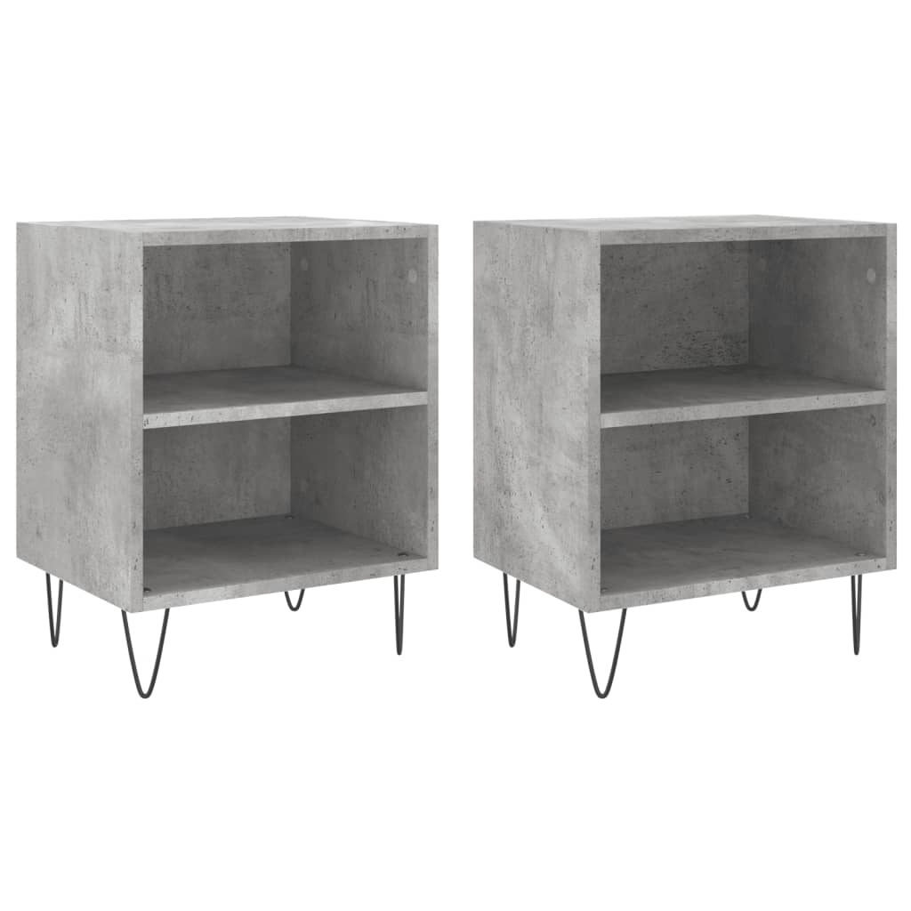 Bedside tables 2 pcs. Concrete grey 40x30x50 cm wood material