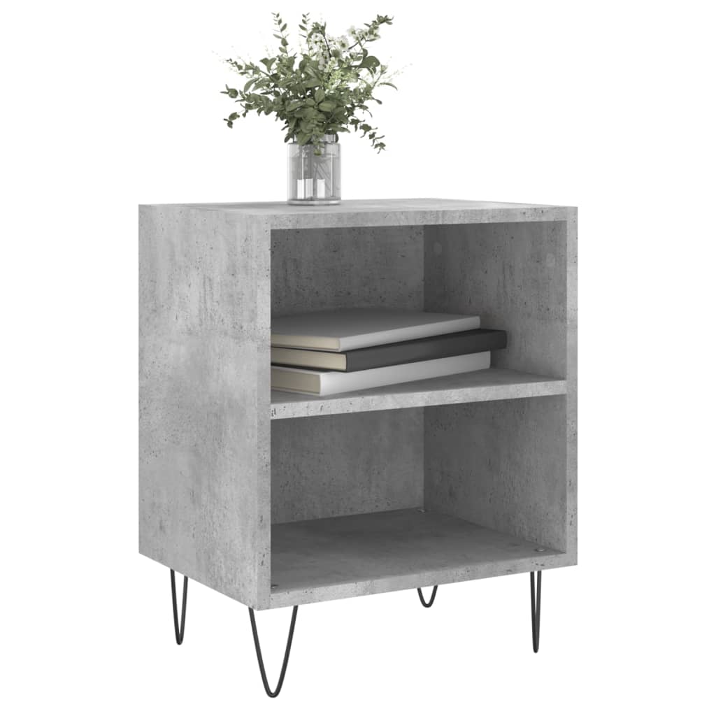 Bedside tables 2 pcs. Concrete grey 40x30x50 cm wood material
