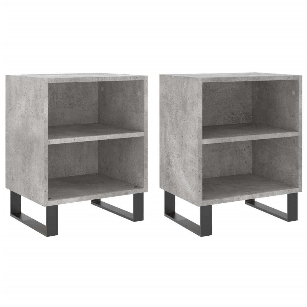 Bedside tables 2 pcs. Concrete grey 40x30x50 cm wood material