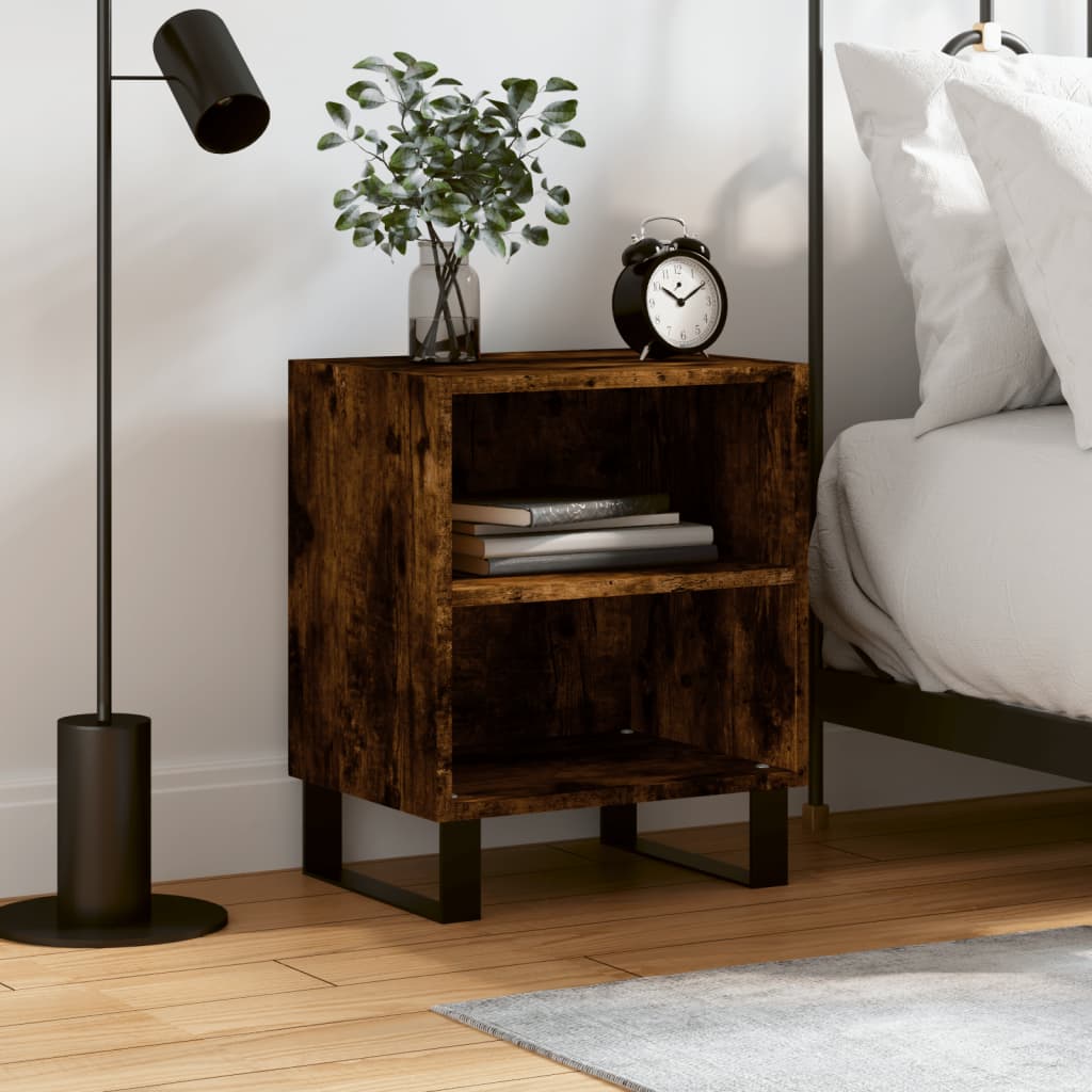 Bedside table smoked oak 40x30x50 cm wood material