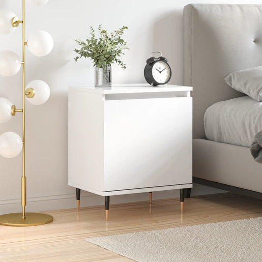 Bedside table high gloss white 40x30x50 cm wood material