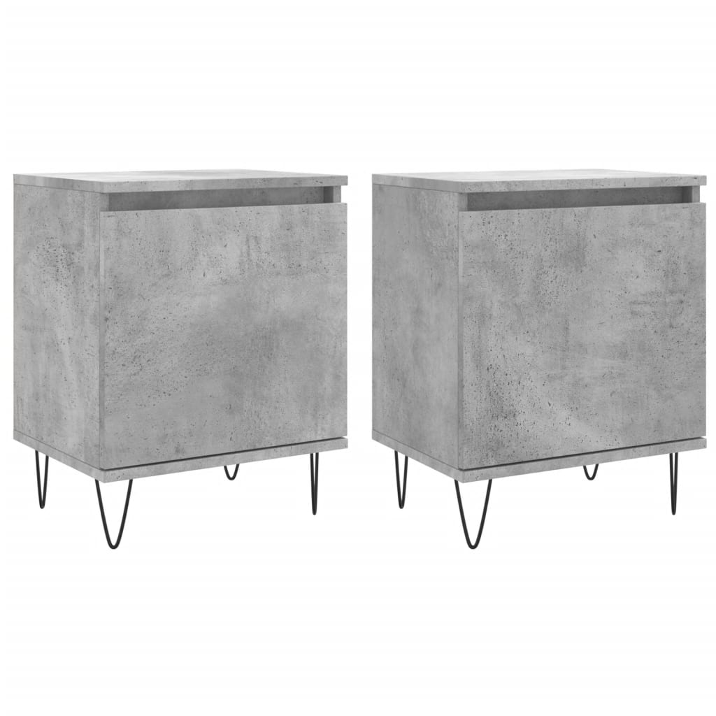 Bedside tables 2 pcs. Concrete grey 40x30x50 cm wood material
