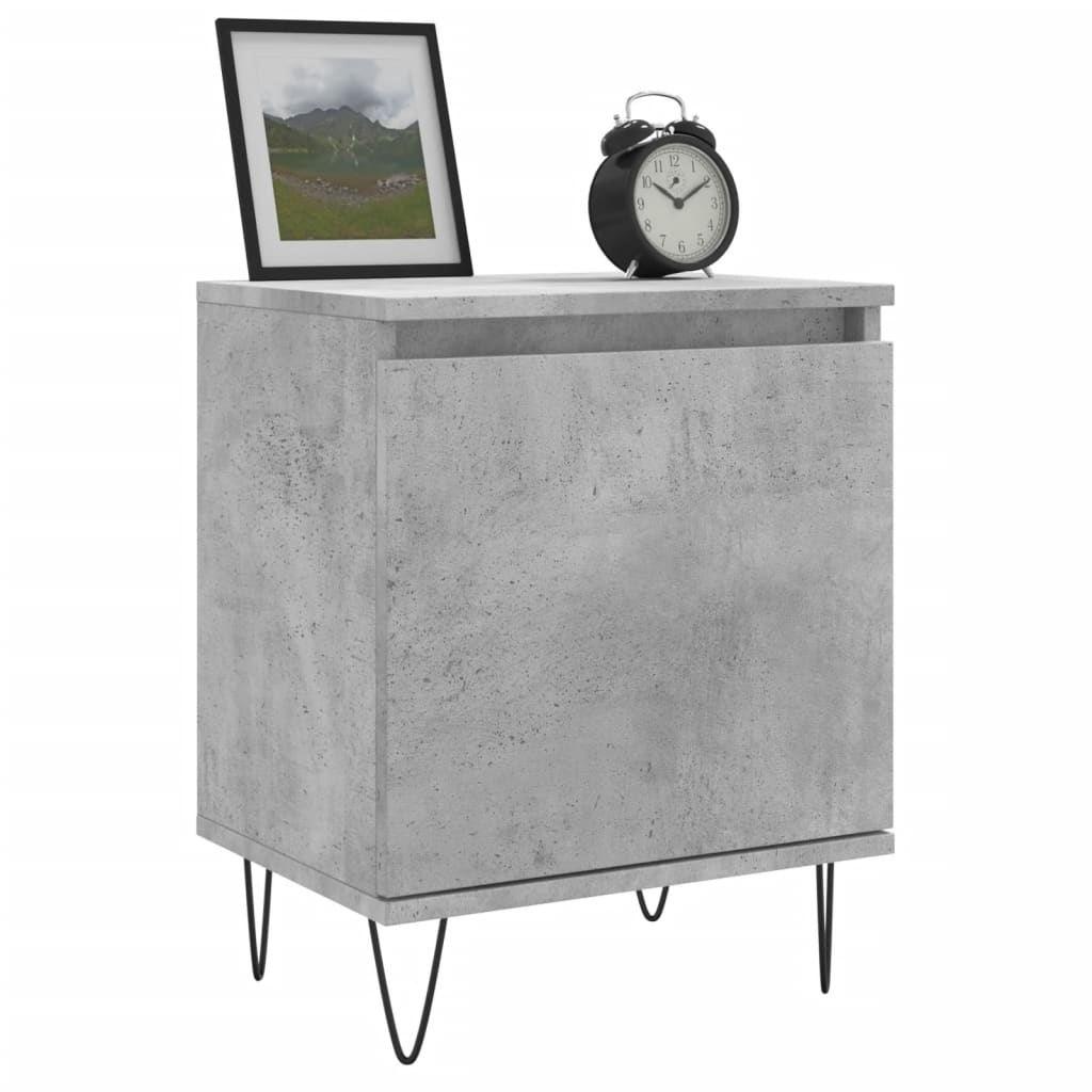 Bedside tables 2 pcs. Concrete grey 40x30x50 cm wood material