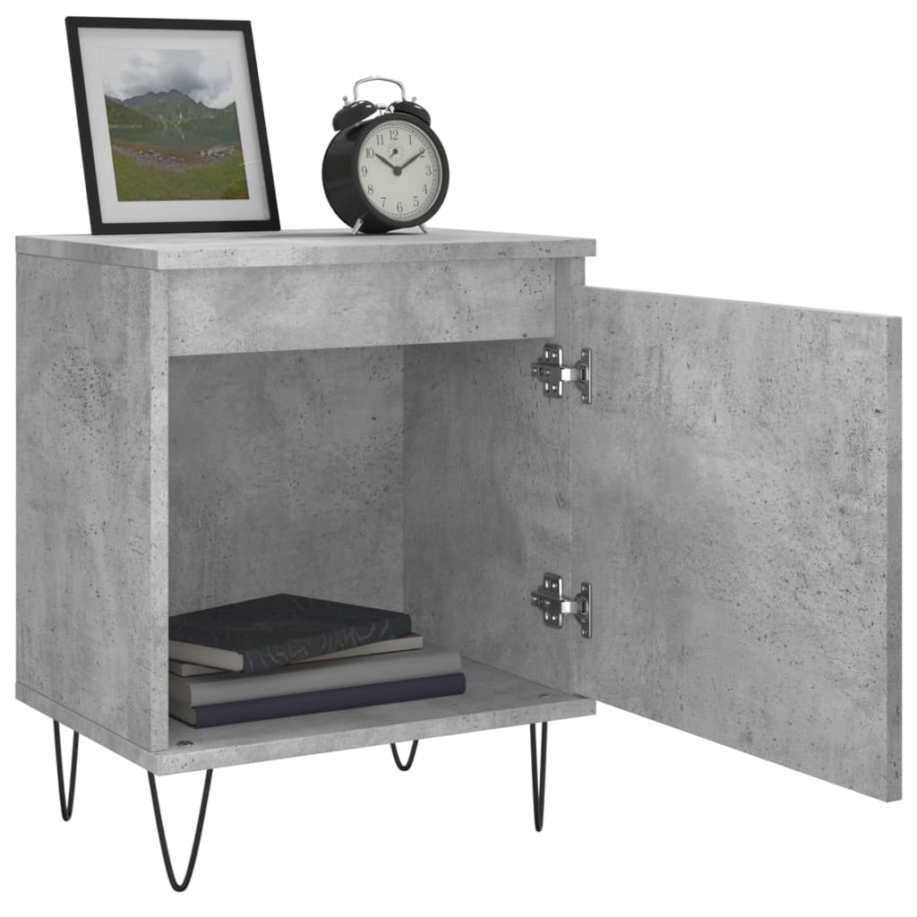 Bedside tables 2 pcs. Concrete grey 40x30x50 cm wood material