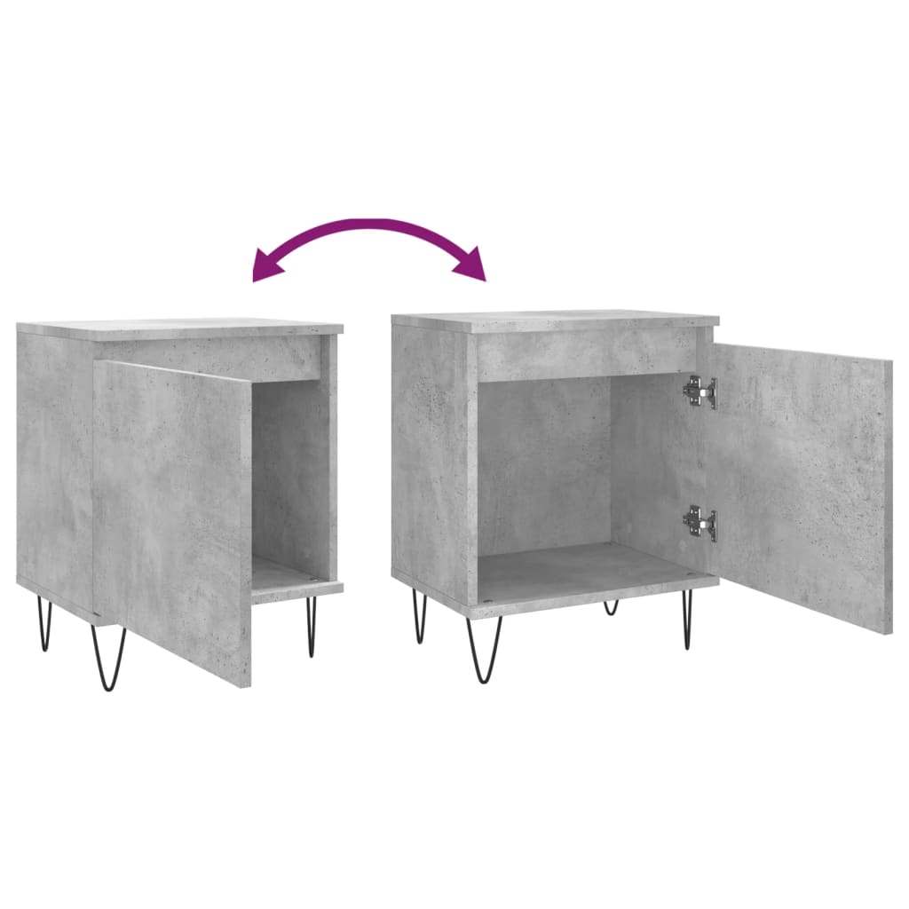 Bedside tables 2 pcs. Concrete grey 40x30x50 cm wood material
