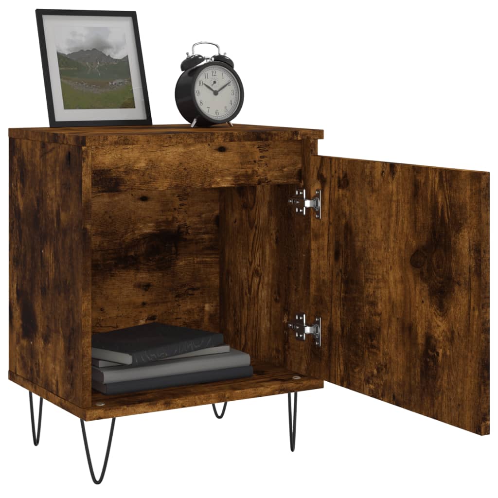 Bedside table smoked oak 40x30x50 cm wood material