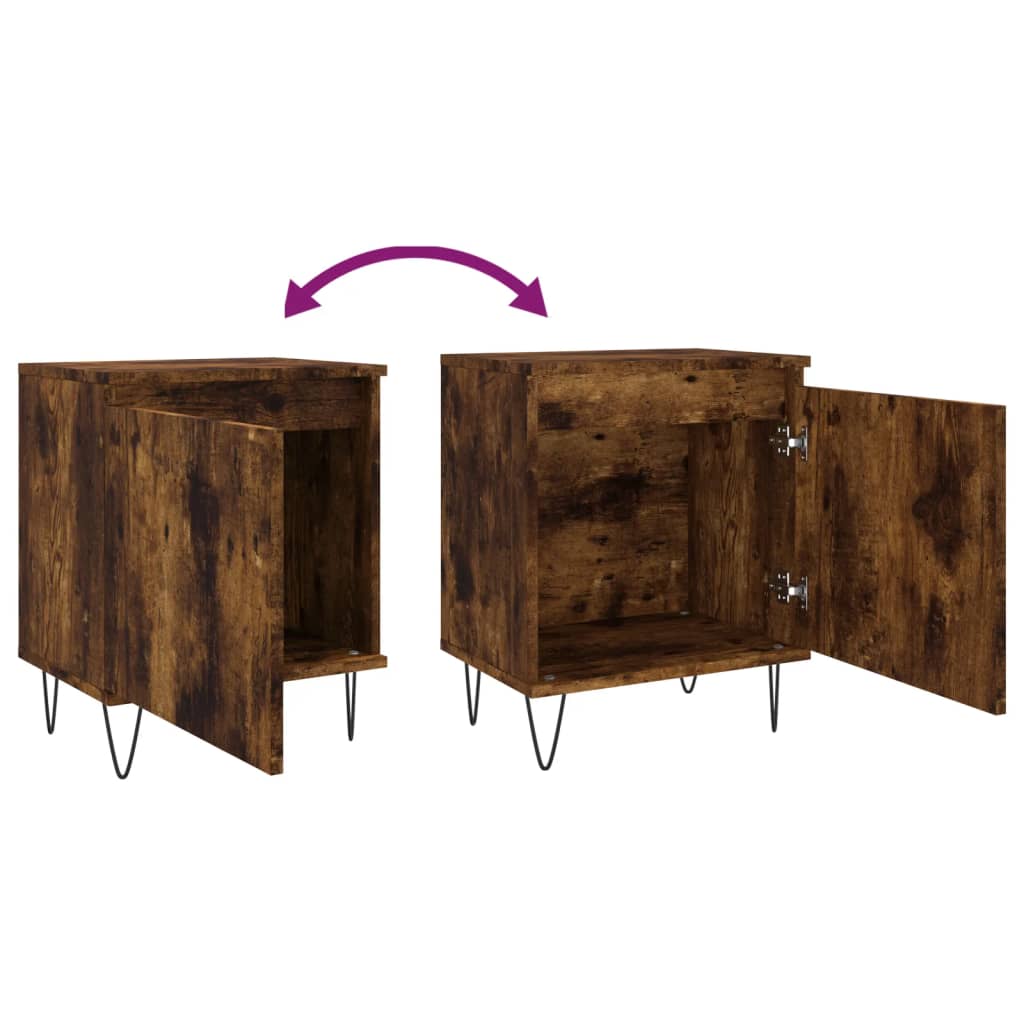 Bedside table smoked oak 40x30x50 cm wood material