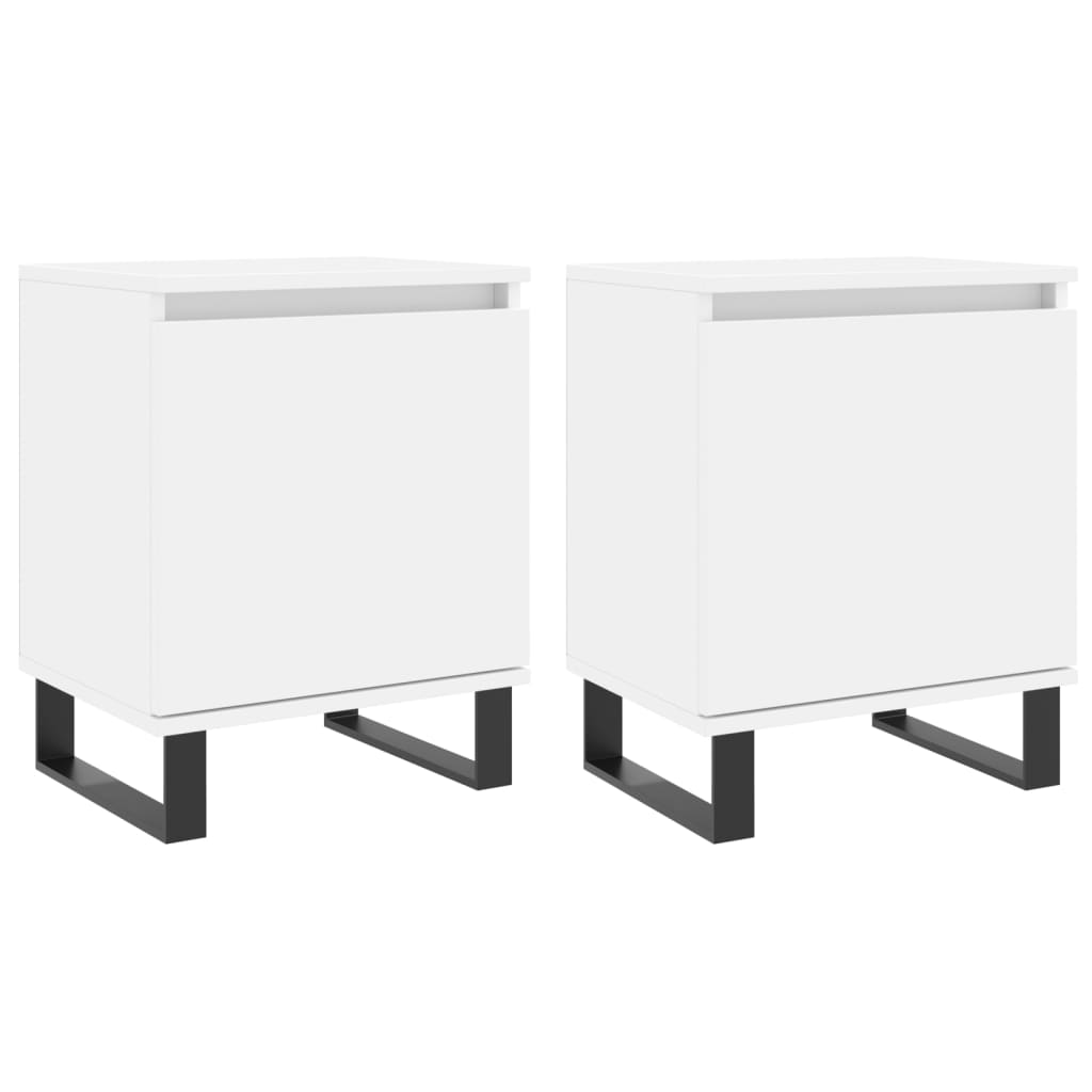 Bedside tables 2 pcs. White 40x30x50 cm wood material