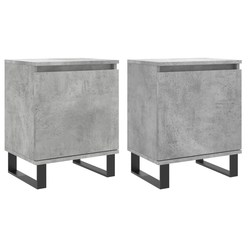 Bedside tables 2 pcs. Concrete grey 40x30x50 cm wood material