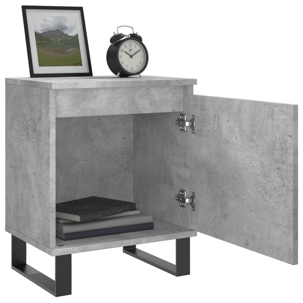 Bedside tables 2 pcs. Concrete grey 40x30x50 cm wood material