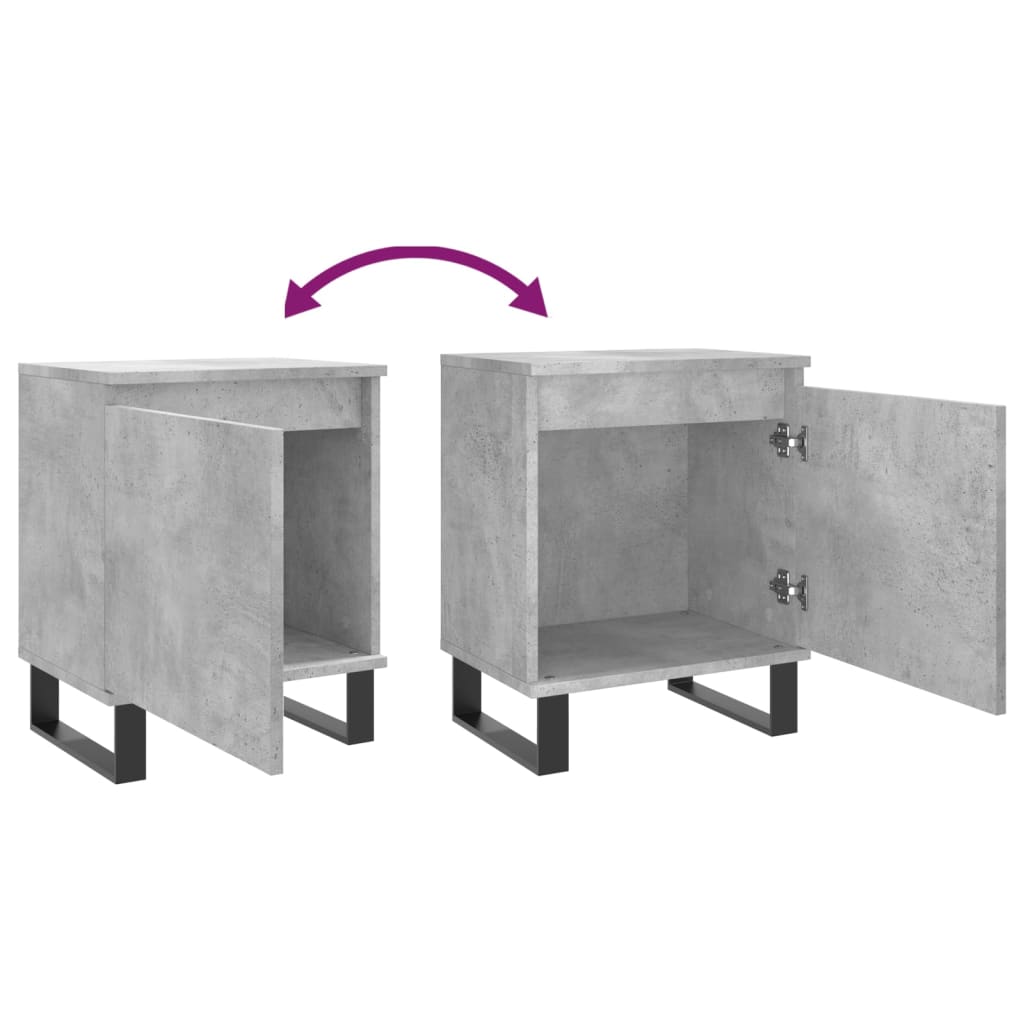 Bedside tables 2 pcs. Concrete grey 40x30x50 cm wood material