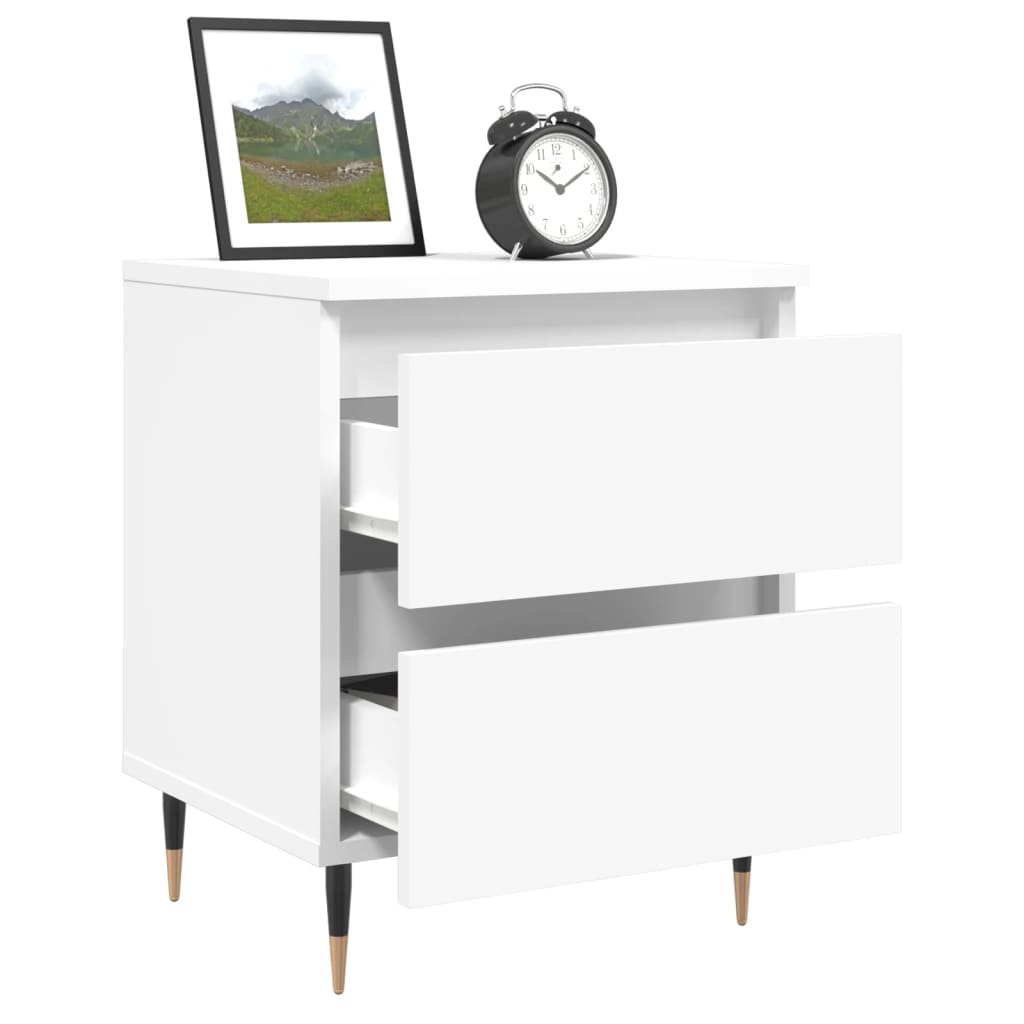 Table de chevet blanche 40x35x50 cm en bois