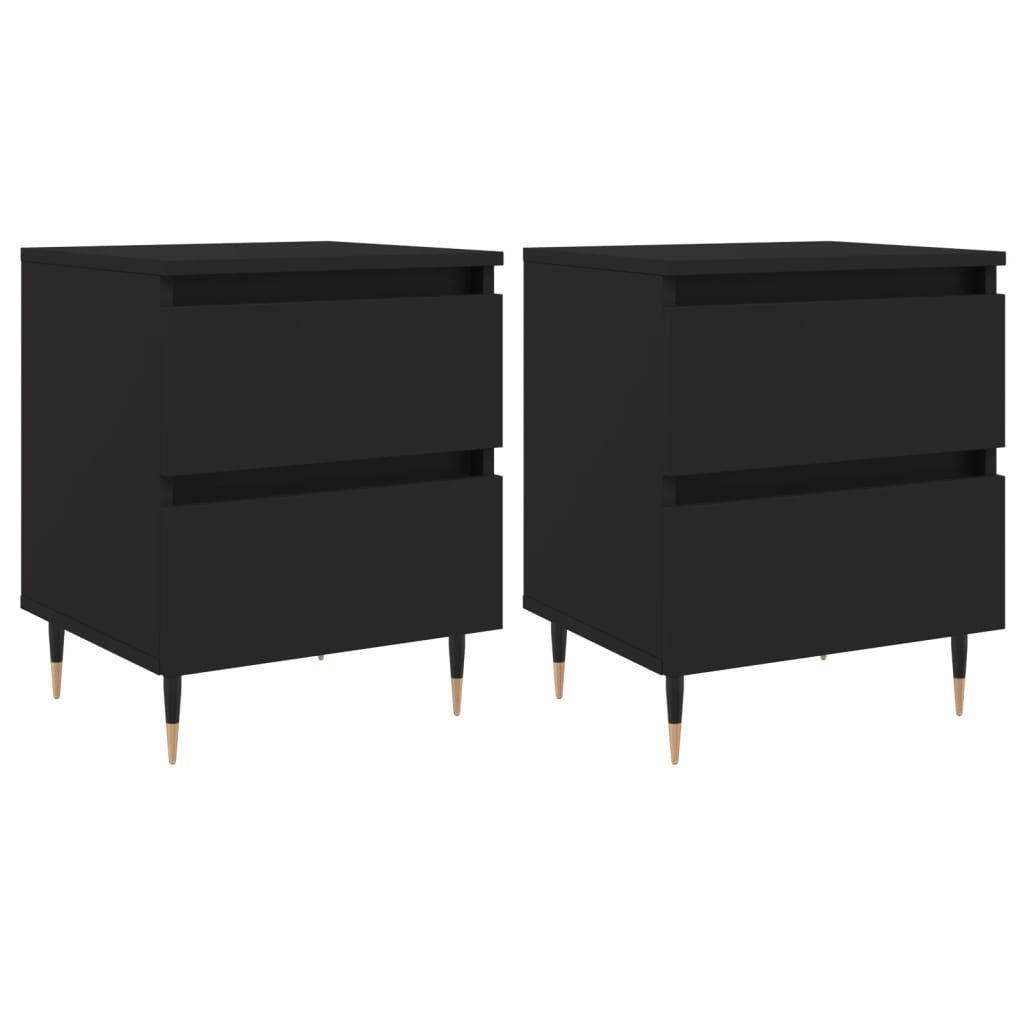 Tables de chevet 2 pcs. Noir 40x35x50 cm en bois