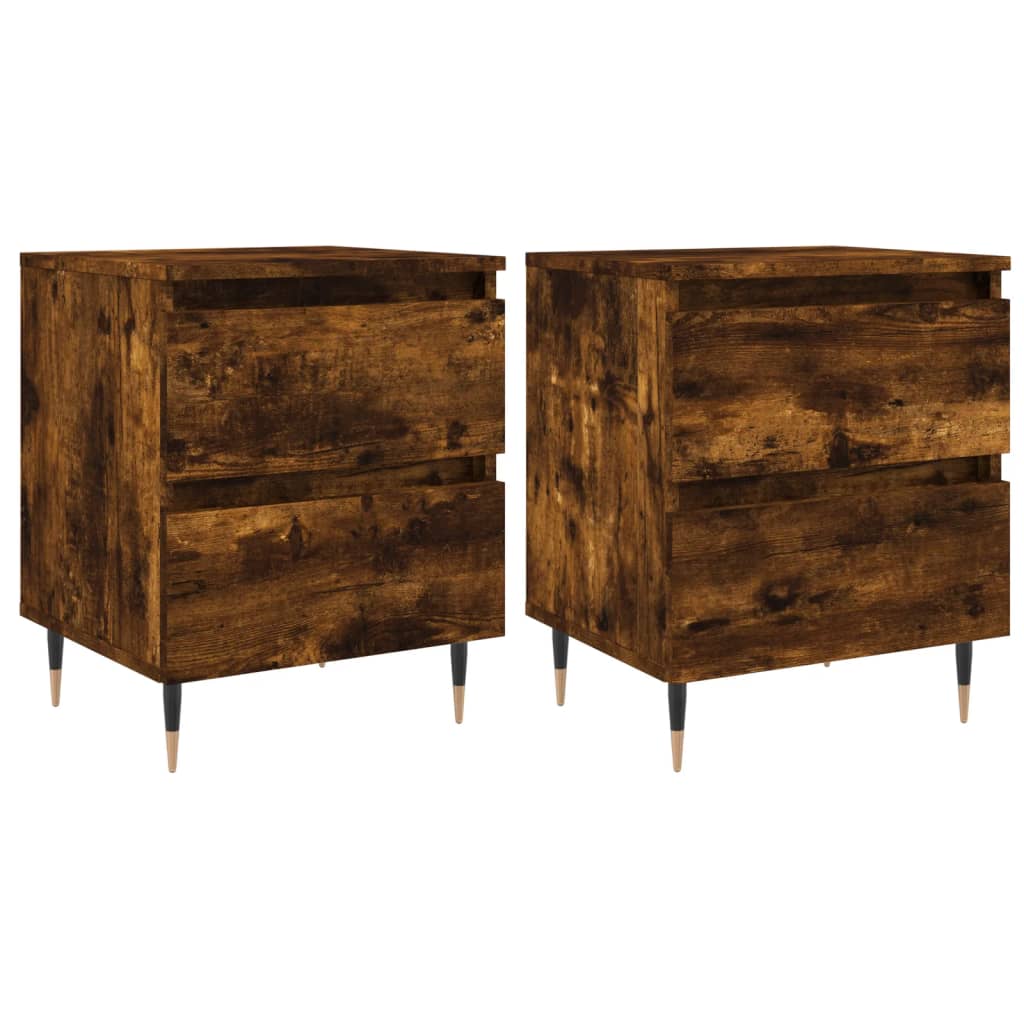 Tables de chevet 2 pcs. chêne fumé 40x35x50 cm matériau bois