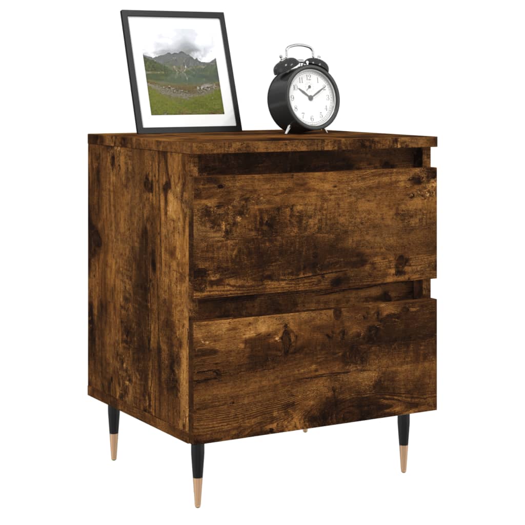 Tables de chevet 2 pcs. chêne fumé 40x35x50 cm matériau bois