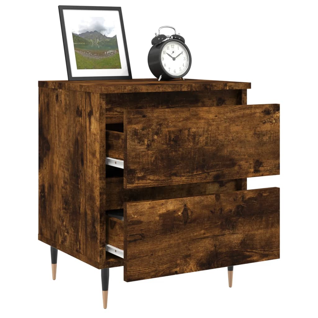 Tables de chevet 2 pcs. chêne fumé 40x35x50 cm matériau bois