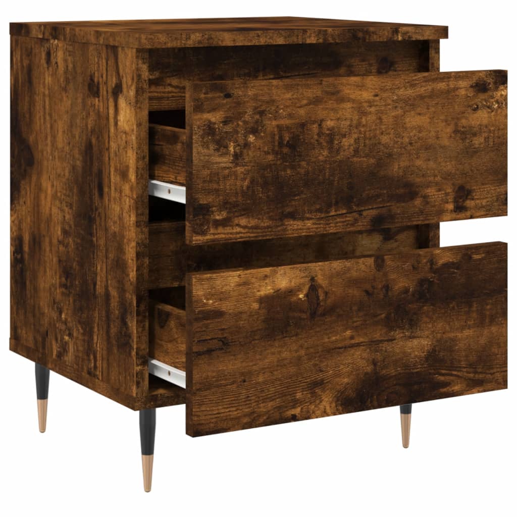 Tables de chevet 2 pcs. chêne fumé 40x35x50 cm matériau bois