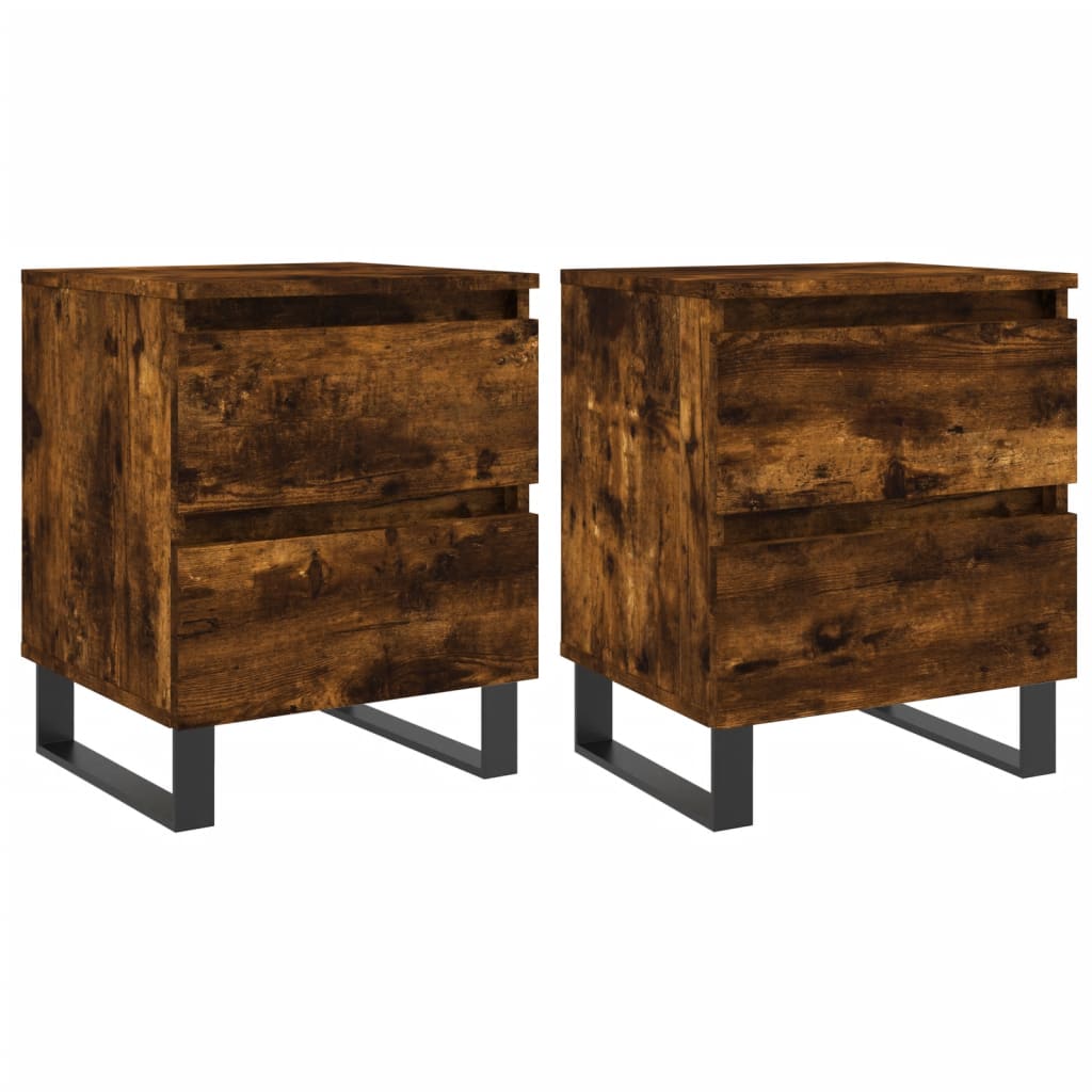 Tables de chevet 2 pcs. chêne fumé 40x35x50 cm matériau bois