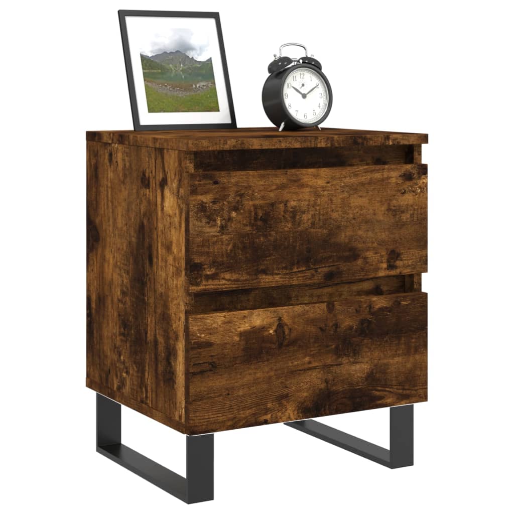 Tables de chevet 2 pcs. chêne fumé 40x35x50 cm matériau bois