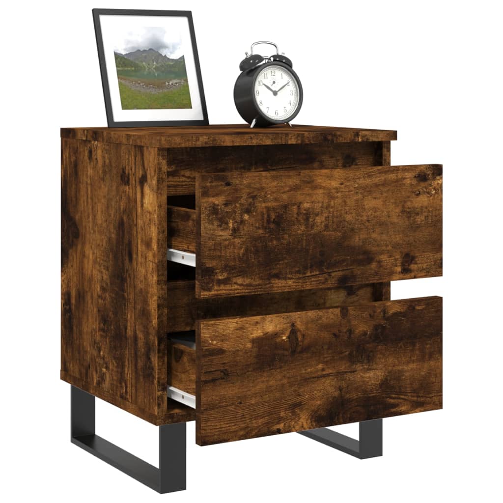 Tables de chevet 2 pcs. chêne fumé 40x35x50 cm matériau bois