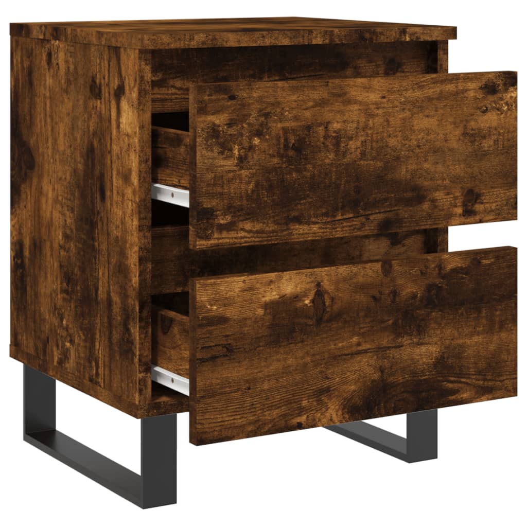 Tables de chevet 2 pcs. chêne fumé 40x35x50 cm matériau bois
