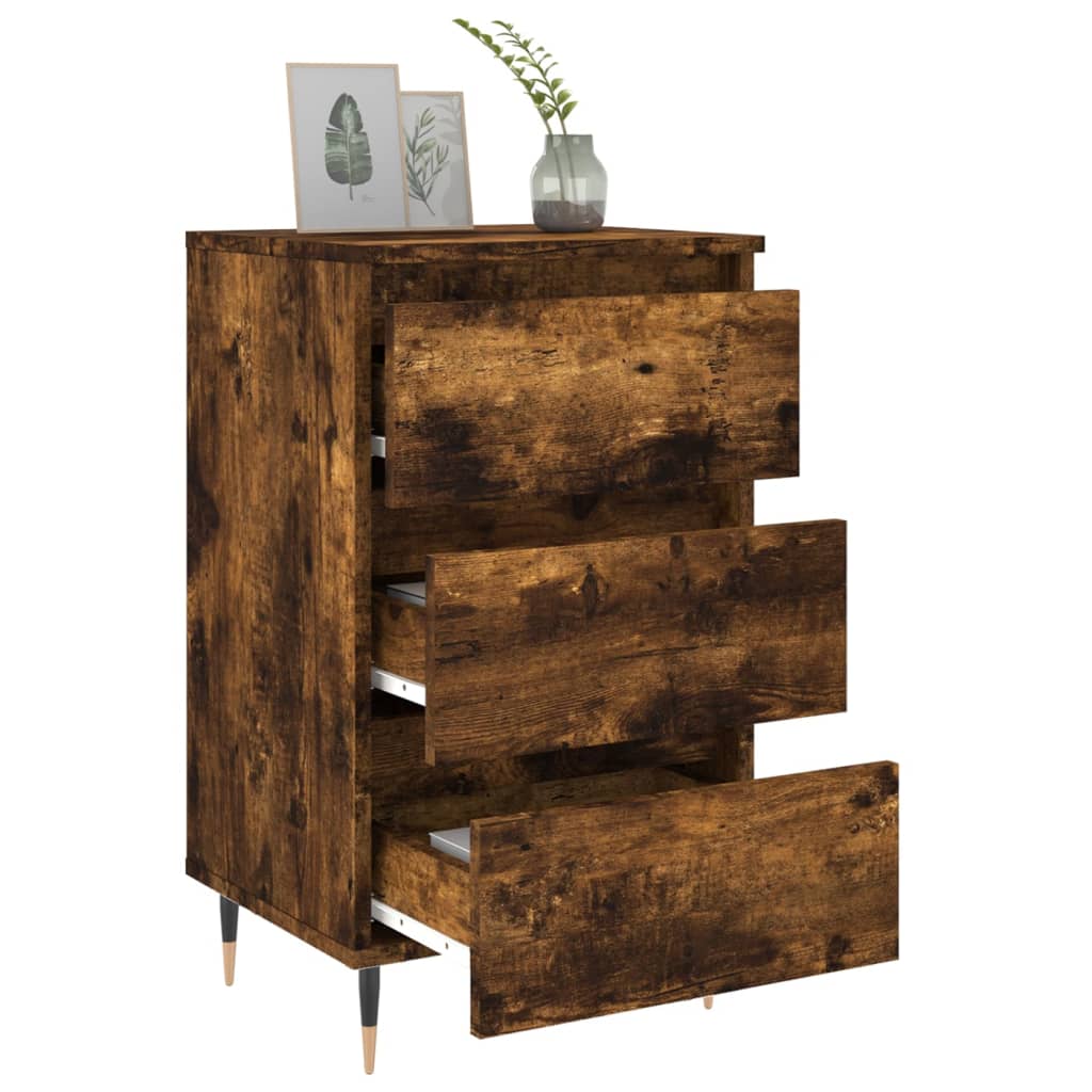 Tables de chevet 2 pcs. chêne fumé 40x35x69 cm matériau bois