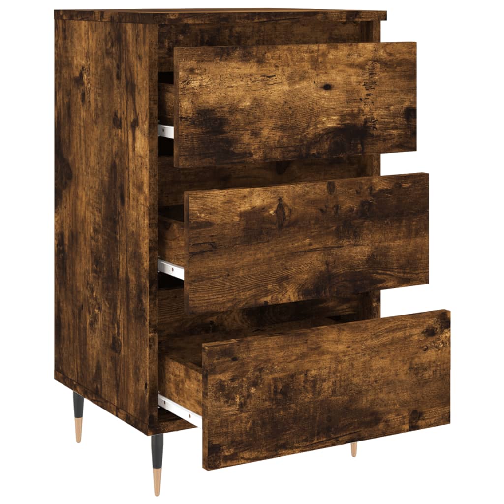 Tables de chevet 2 pcs. chêne fumé 40x35x69 cm matériau bois