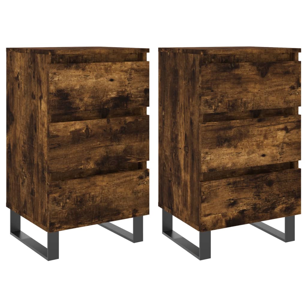 Tables de chevet 2 pcs. chêne fumé 40x35x69 cm matériau bois