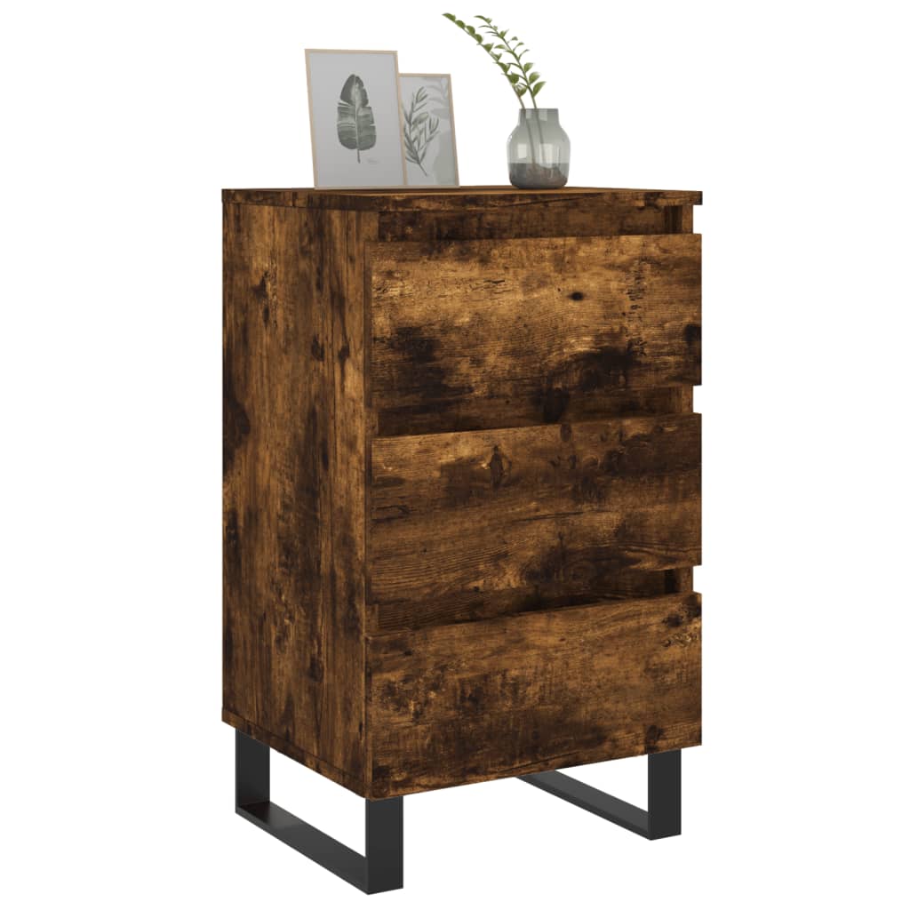 Tables de chevet 2 pcs. chêne fumé 40x35x69 cm matériau bois