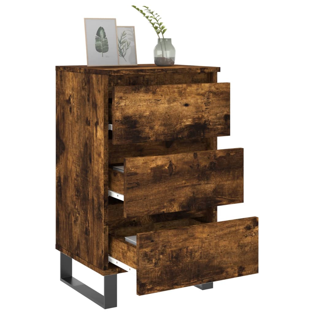Tables de chevet 2 pcs. chêne fumé 40x35x69 cm matériau bois