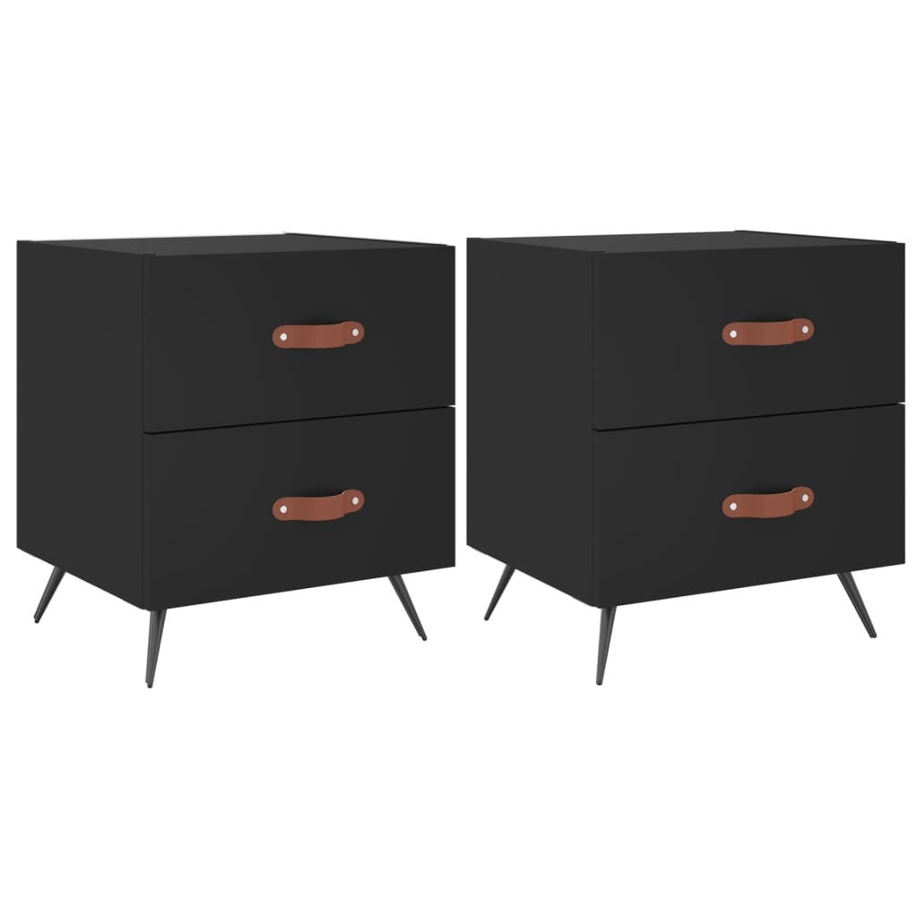 Tables de chevet 2 pcs. Noir 40x35x47,5 cm en bois