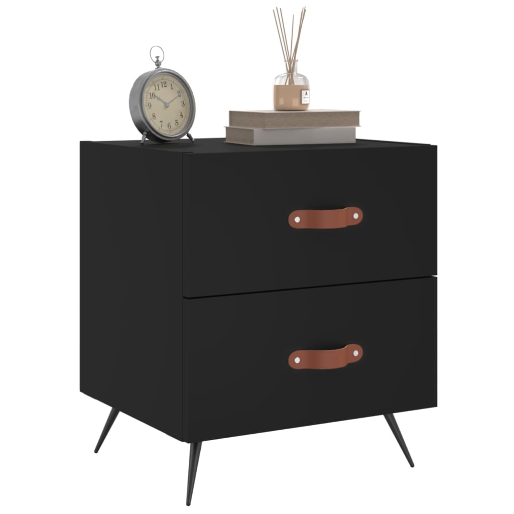 Tables de chevet 2 pcs. Noir 40x35x47,5 cm en bois
