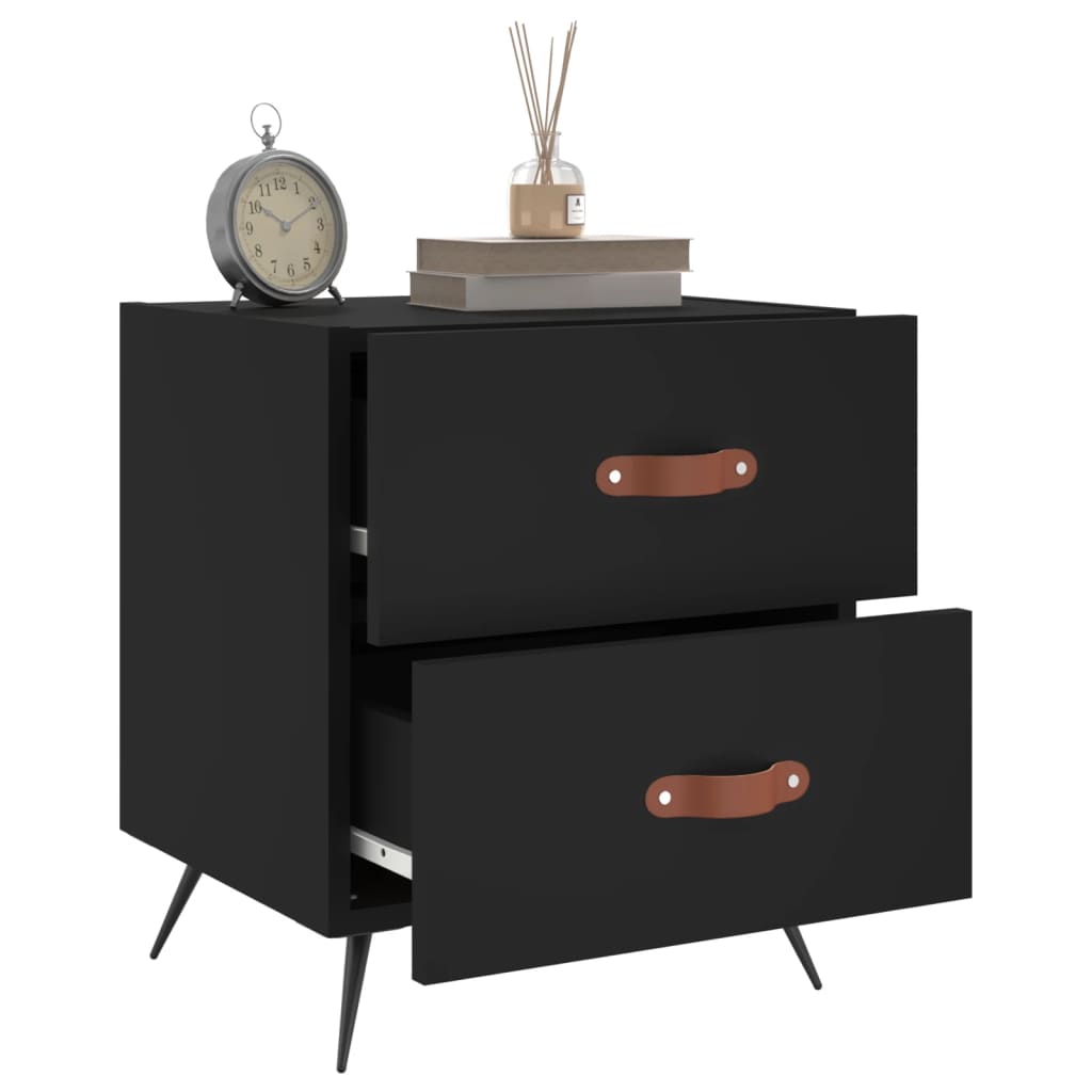 Tables de chevet 2 pcs. Noir 40x35x47,5 cm en bois