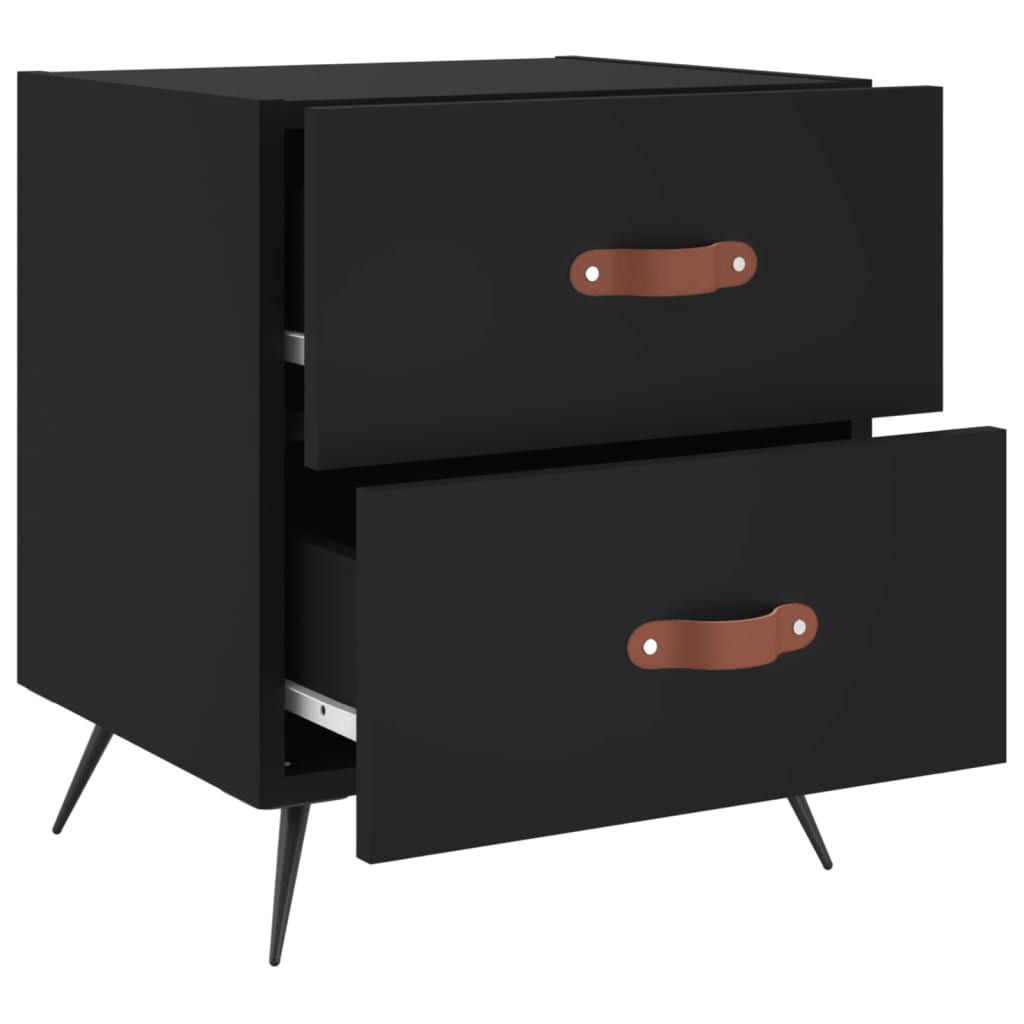 Tables de chevet 2 pcs. Noir 40x35x47,5 cm en bois