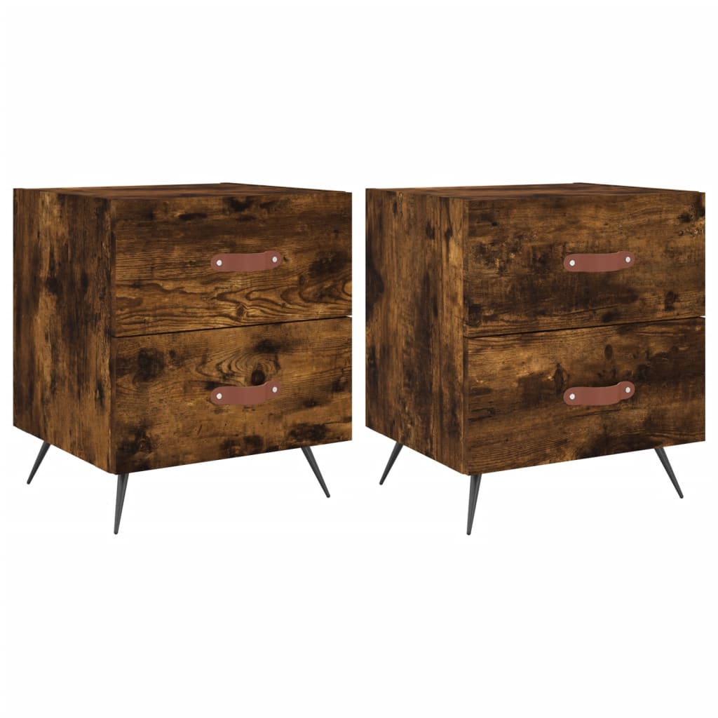 Tables de chevet 2 pcs. chêne fumé 40x35x47,5 cm matériau bois