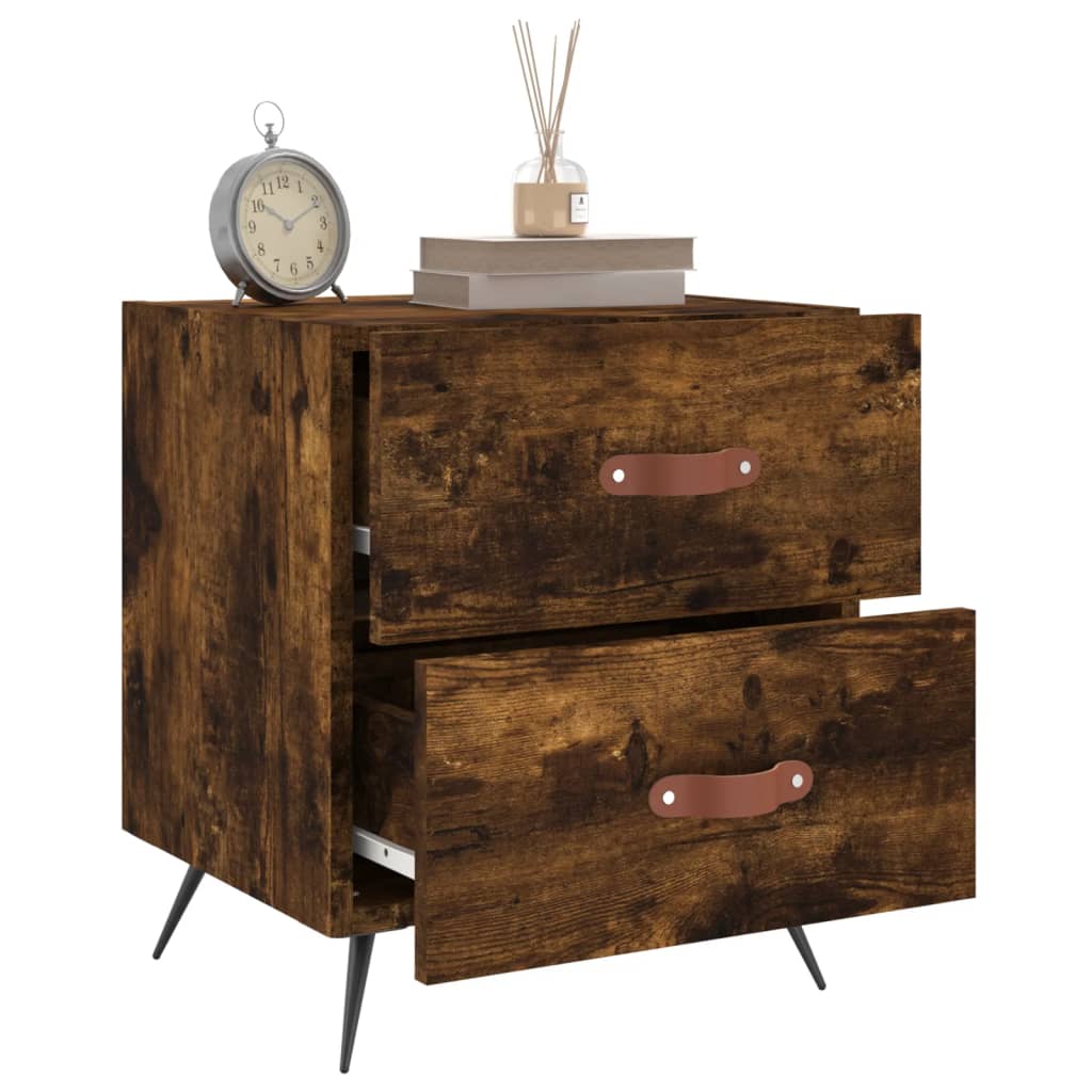 Tables de chevet 2 pcs. chêne fumé 40x35x47,5 cm matériau bois