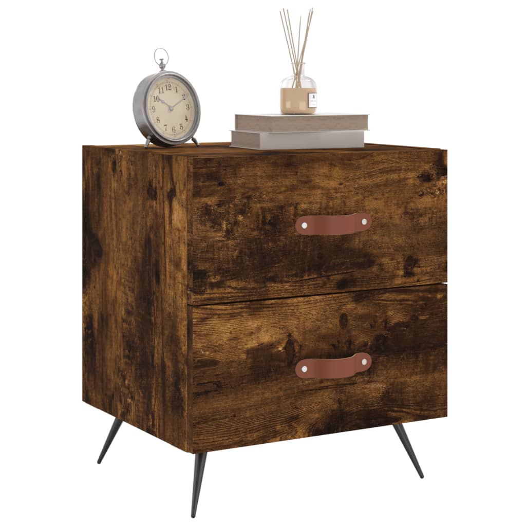 Tables de chevet 2 pcs. chêne fumé 40x35x47,5 cm matériau bois