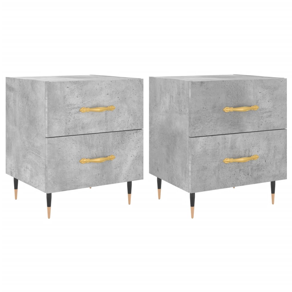 Bedside tables 2 pcs. Concrete grey 40x35x47.5 cm wood material