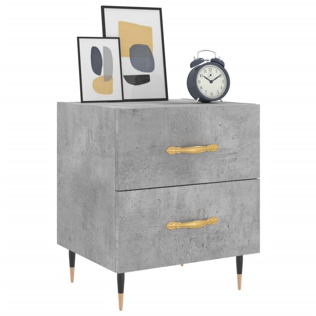 Bedside tables 2 pcs. Concrete grey 40x35x47.5 cm wood material