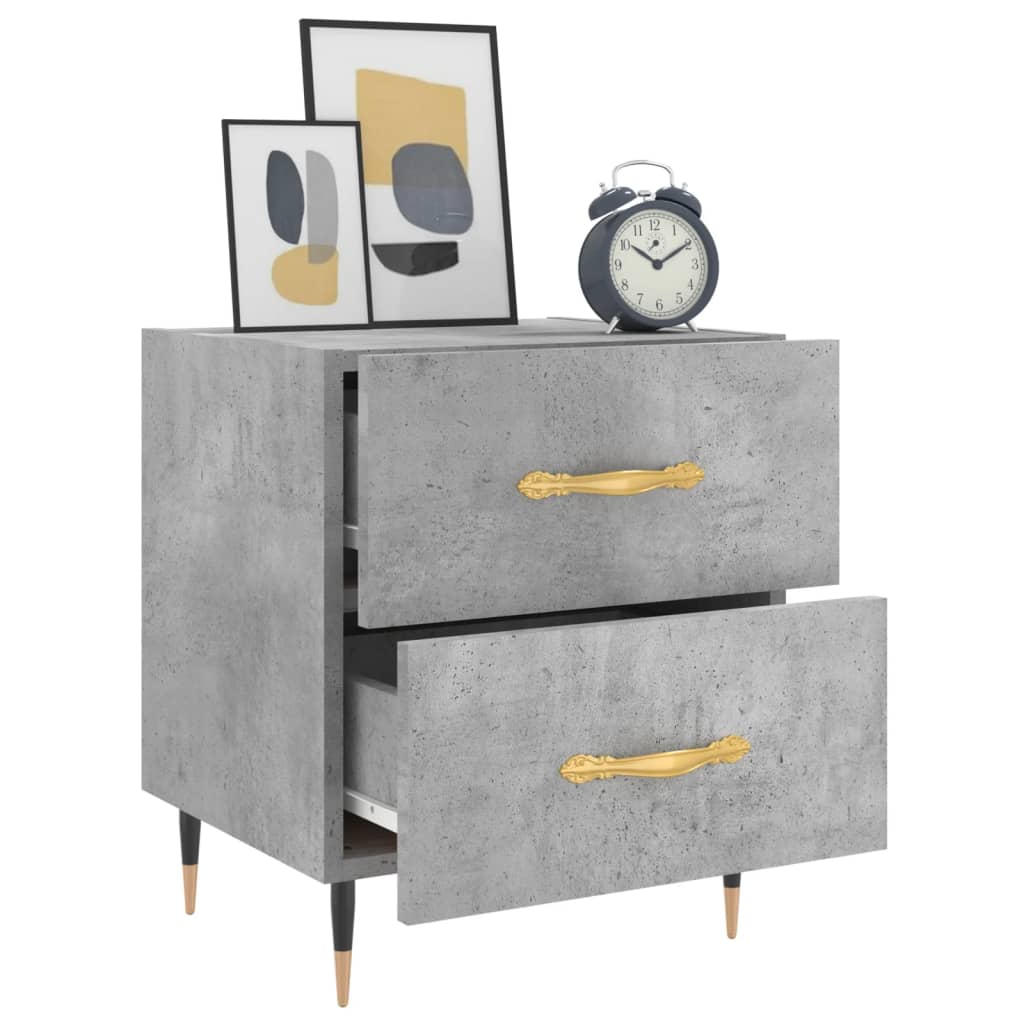 Bedside tables 2 pcs. Concrete grey 40x35x47.5 cm wood material
