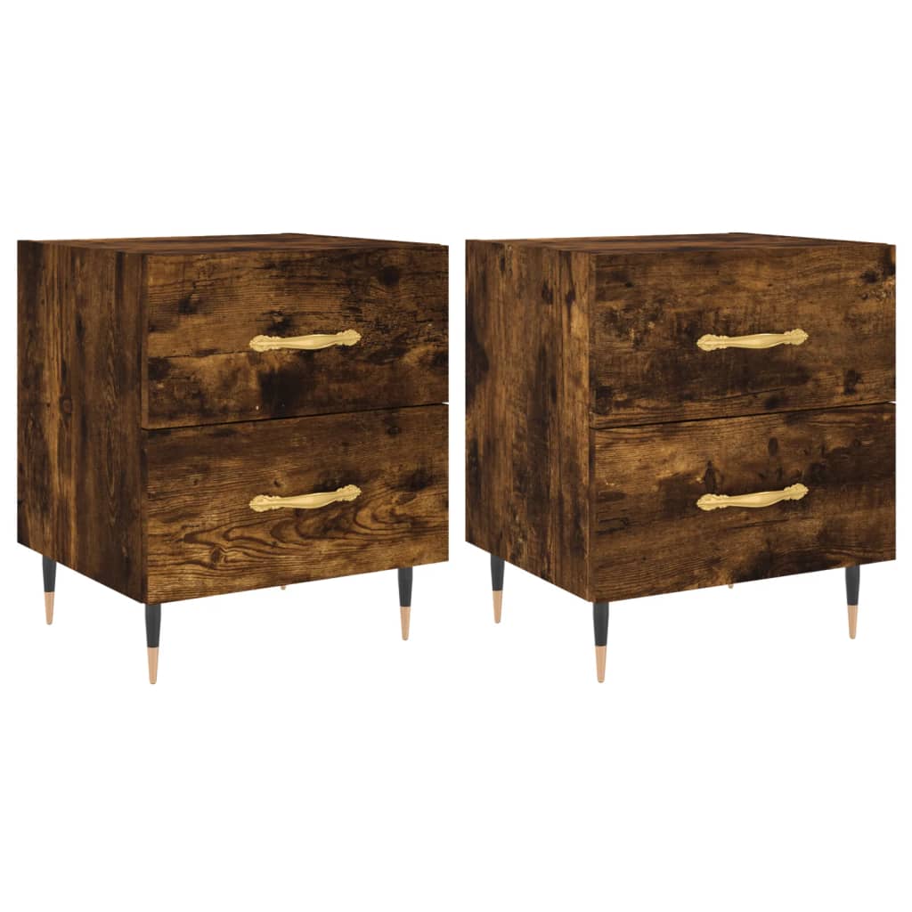 Tables de chevet 2 pcs. chêne fumé 40x35x47,5 cm matériau bois