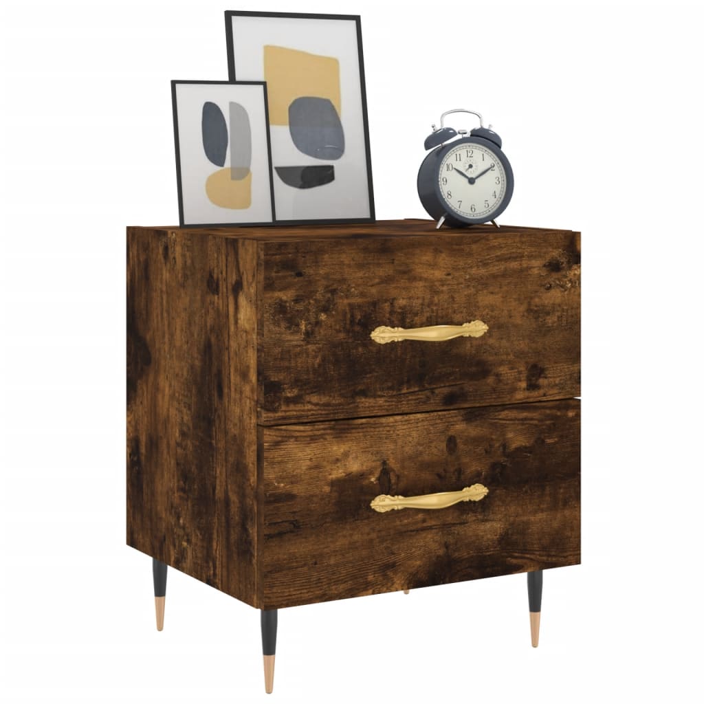 Tables de chevet 2 pcs. chêne fumé 40x35x47,5 cm matériau bois