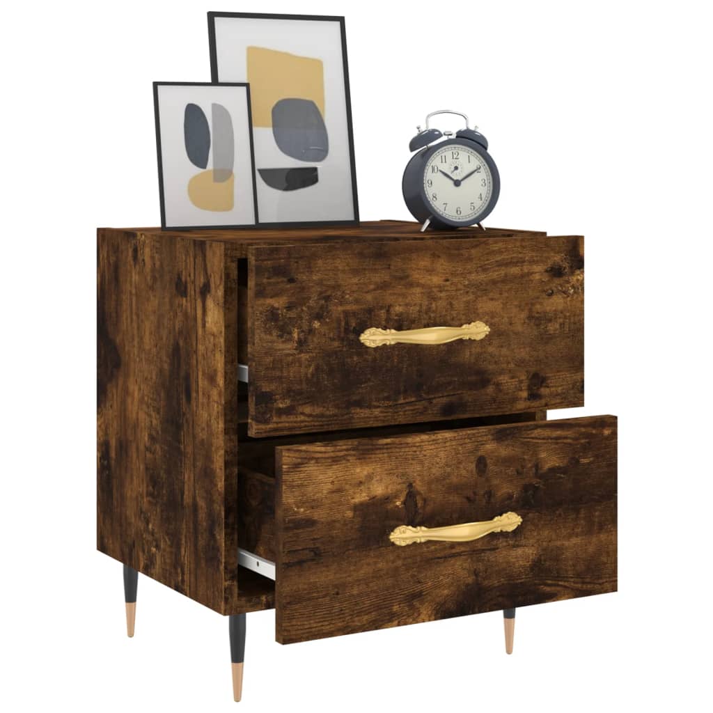 Tables de chevet 2 pcs. chêne fumé 40x35x47,5 cm matériau bois