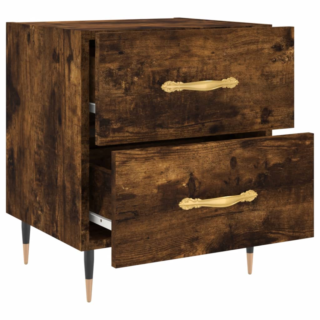 Tables de chevet 2 pcs. chêne fumé 40x35x47,5 cm matériau bois