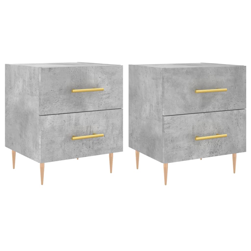 Bedside tables 2 pcs. Concrete grey 40x35x47.5 cm wood material