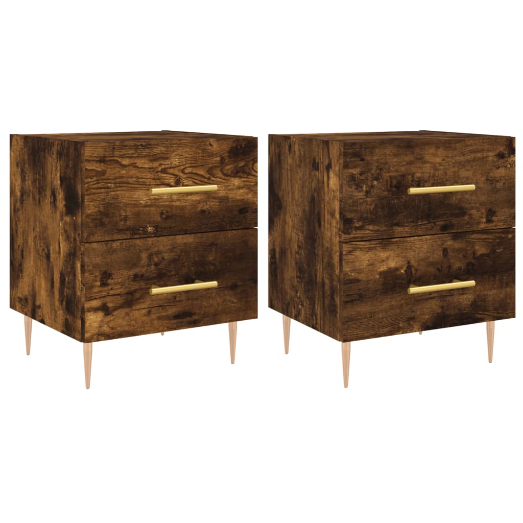 Tables de chevet 2 pcs. chêne fumé 40x35x47,5 cm matériau bois