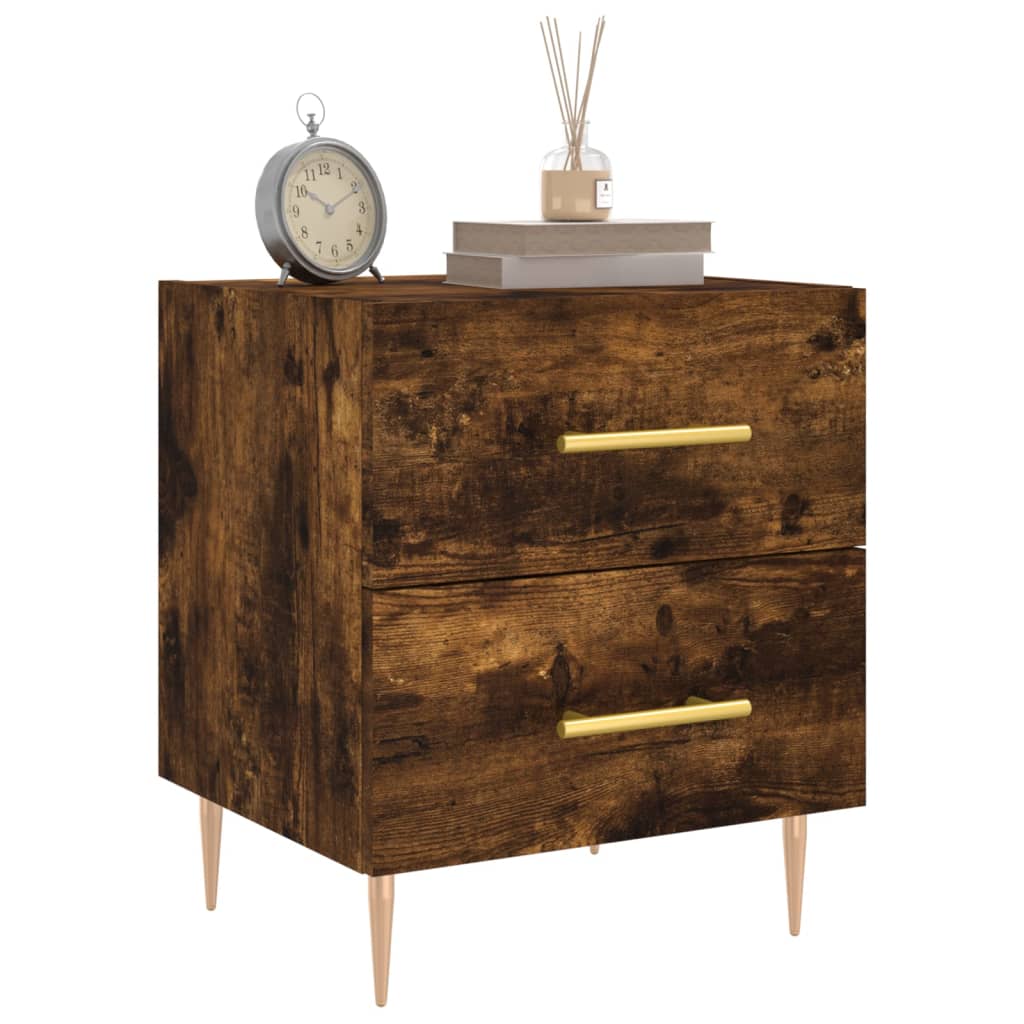 Tables de chevet 2 pcs. chêne fumé 40x35x47,5 cm matériau bois