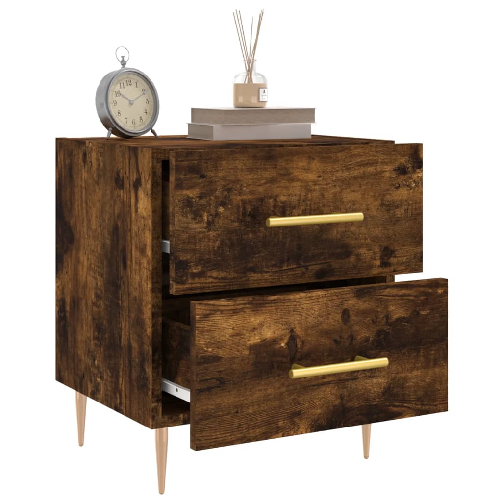 Tables de chevet 2 pcs. chêne fumé 40x35x47,5 cm matériau bois