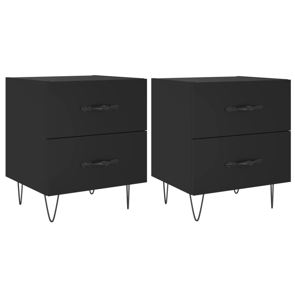 Tables de chevet 2 pcs. Noir 40x35x47,5 cm en bois